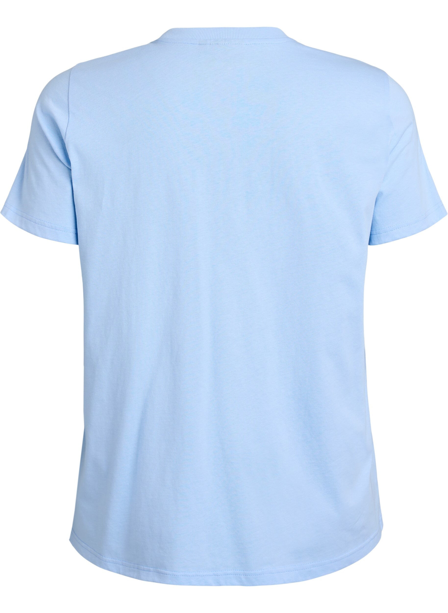 ZizziBasic katoenen T-shirt met ronde hals, Blauw, Packshot image number 1