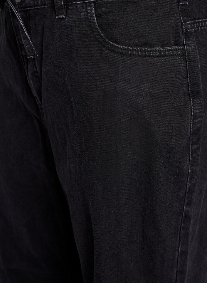 Straight-fit jeans met een strikceintuur, Black, Packshot