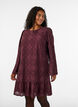 Kanten jurk met lange mouwen en ruchezoom, Donker Bordeaux, Model image number 0