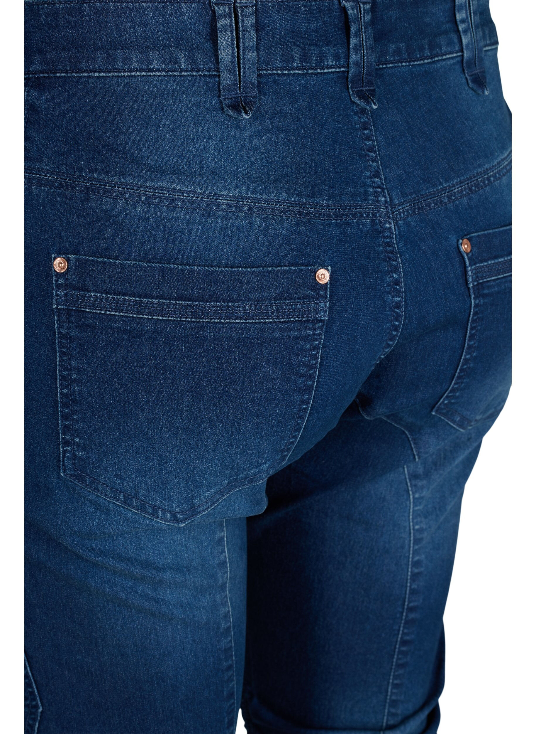 ZizziSlim fit capri jeans met zakken, Blauw, Packshot image number 3