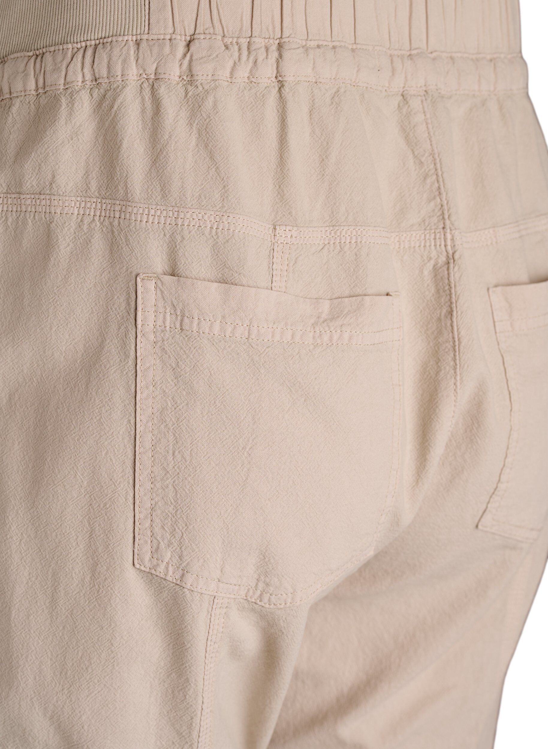 ZizziLosse cargobroek in katoen, Beige, Packshot image number 3