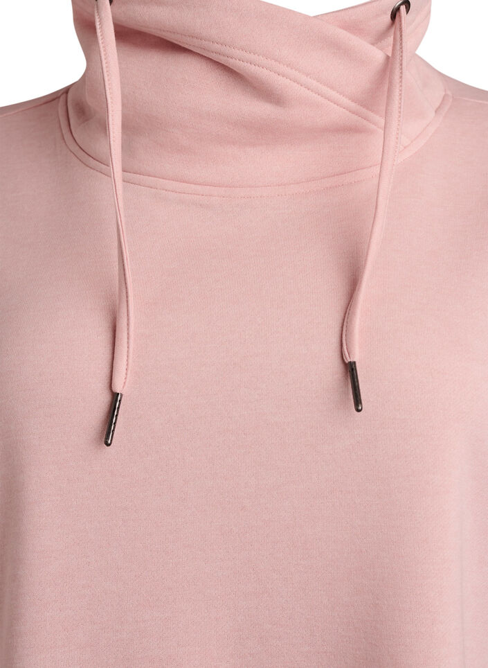 Kort sweatshirt jurk met hoge kraag en zakken, Rood, Packshot image number 2
