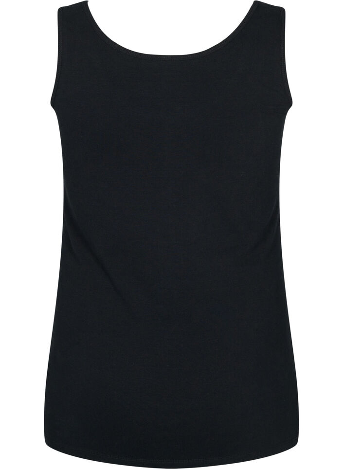 Effen gekleurd basic top in katoen, Zwart, Packshot image number 1