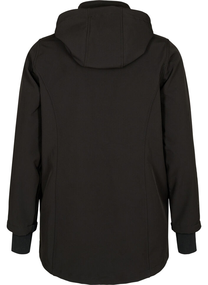 Kort softshelljack met afneembare capuchon, Zwart, Packshot image number 1