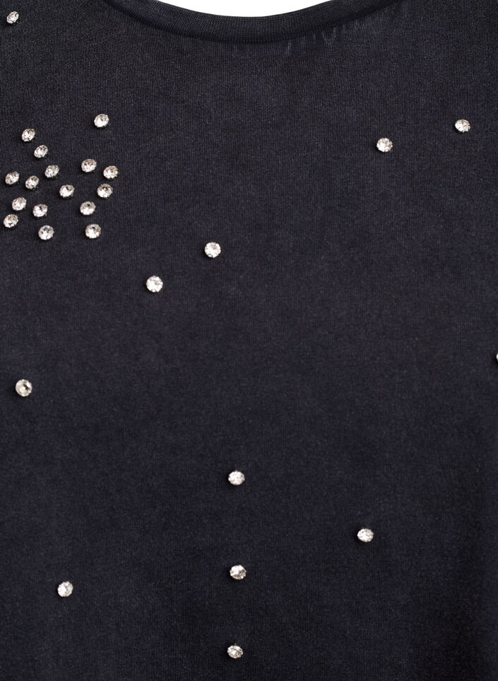 Dit T-shirt met een gewassen look en rhinestones, Grey Washed, Packshot