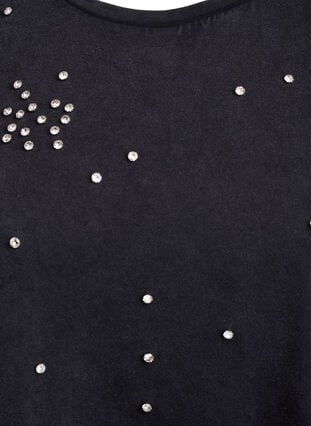 ZizziDit T-shirt met een gewassen look en rhinestones, Grey Washed, Packshot image number 2