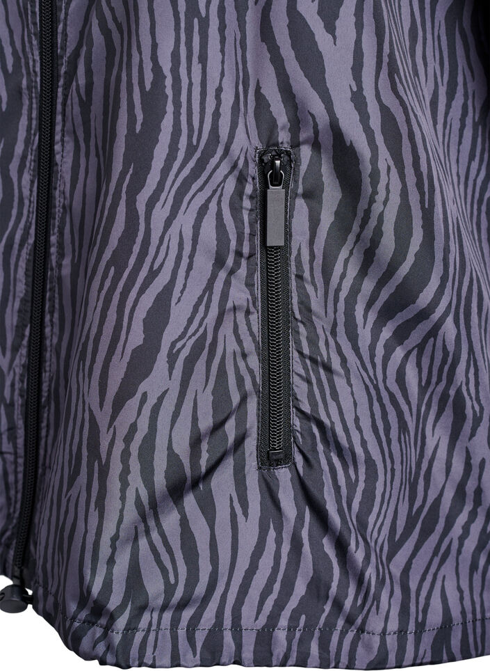 Runningjack met hoge hals en verstelbare zoom, Grey Zebra AOP, Packshot