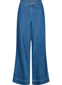 Denim jeans met wijde pijpen en strepen, Blauw Denim jeans met wijde pijpen en strepen