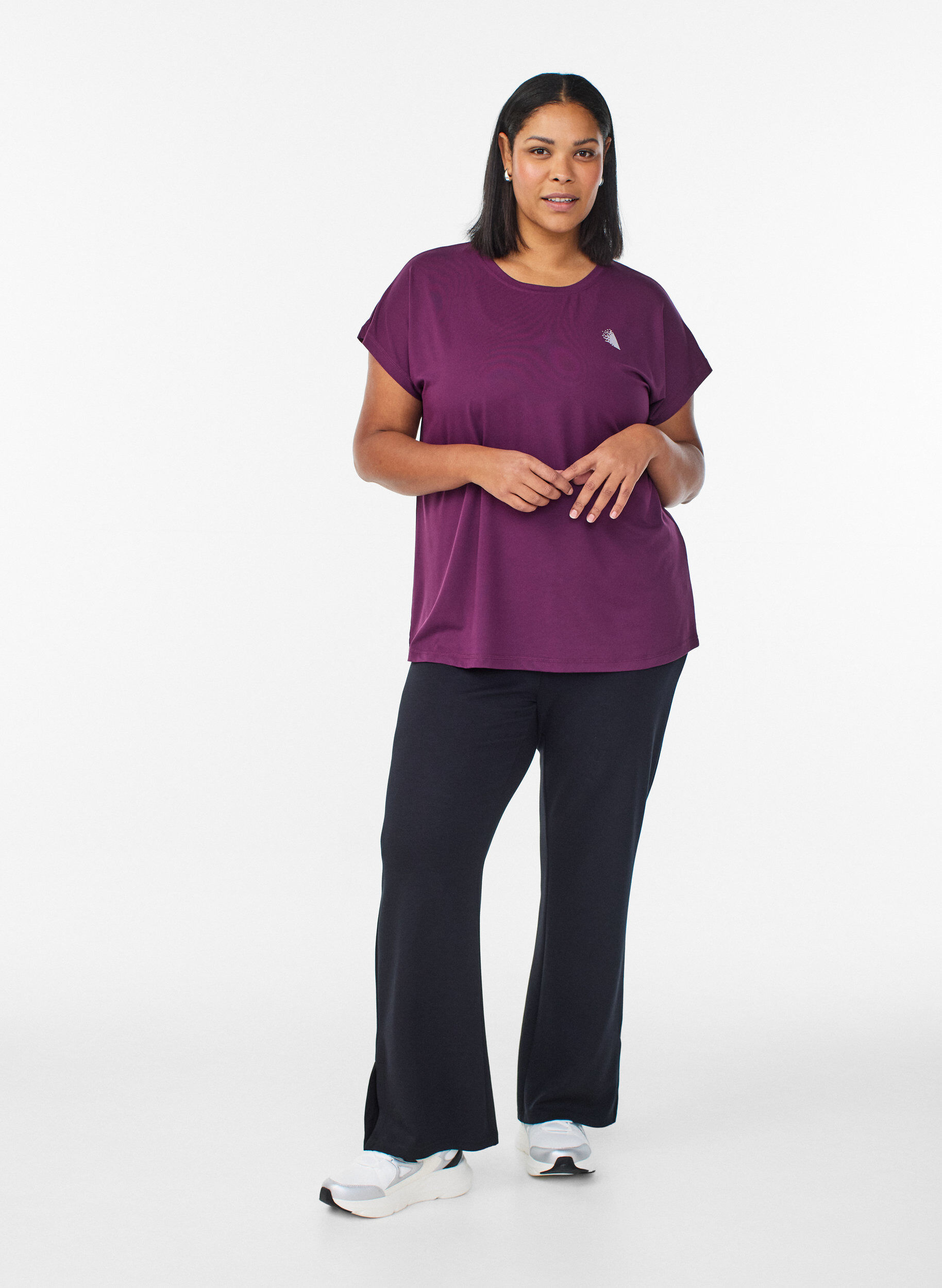 Zizzi T-shirt de sport couleur unie, Violet, Model image number 1