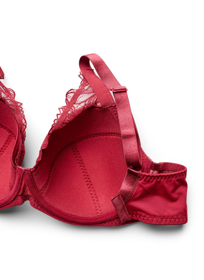 Gewatteerde kanten beha met beugel, Rood, Packshot image number 3