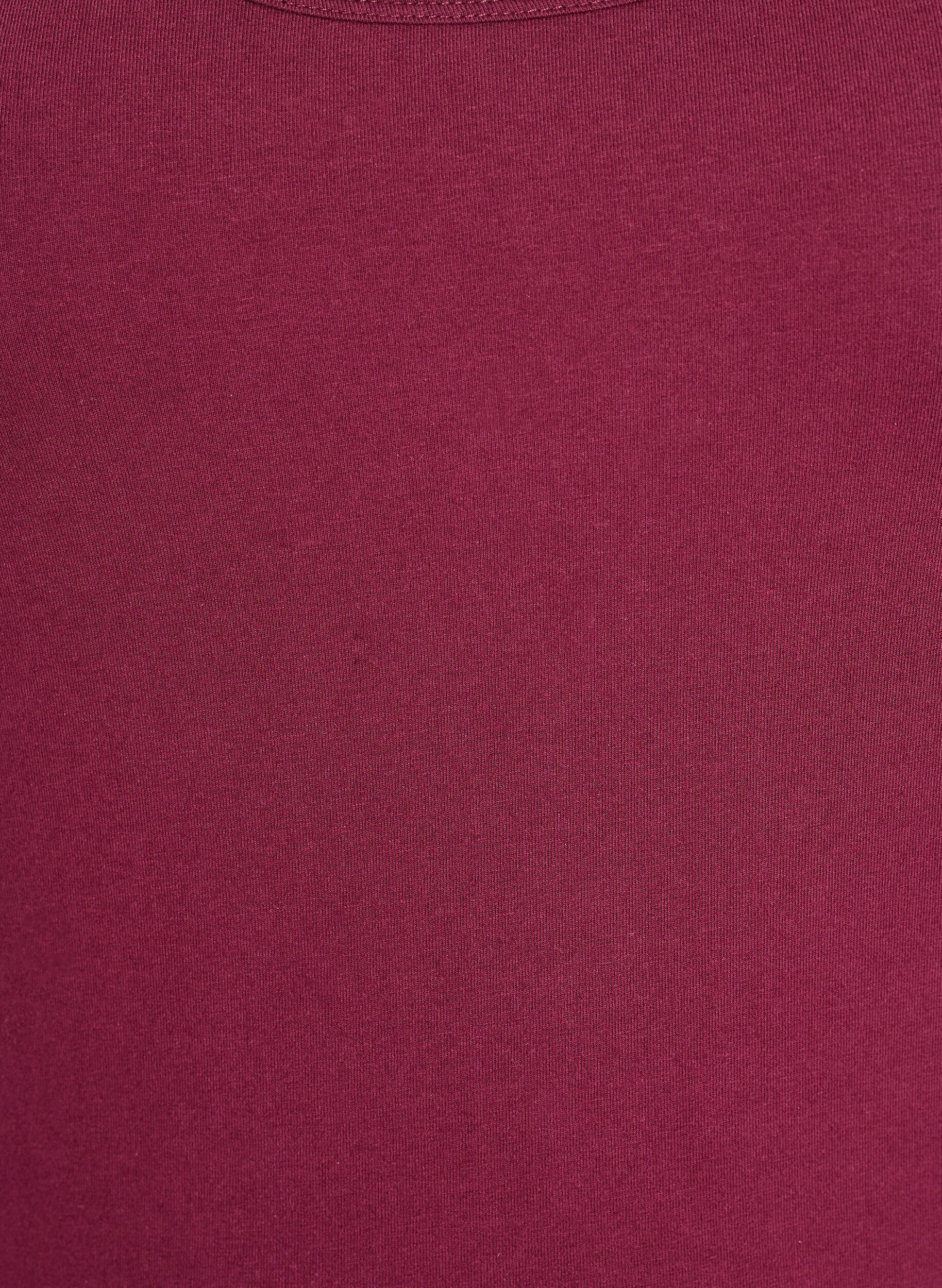 ZizziEffen gekleurd basic top in katoen, Donker Bordeaux, Packshot image number 2