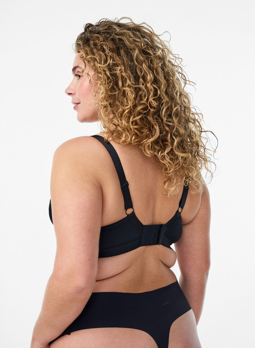 Soutien-gorge sans armatures avec dentelle, Noir, Model image number 2