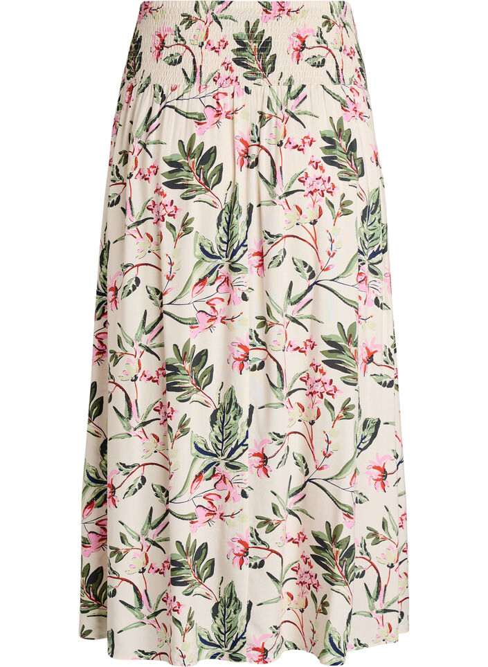Viscose maxi-rok met smock, Vanille, Packshot image number 1