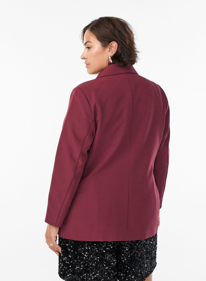 Klassieke blazer met knoopsluiting, Rood, Model image number 2