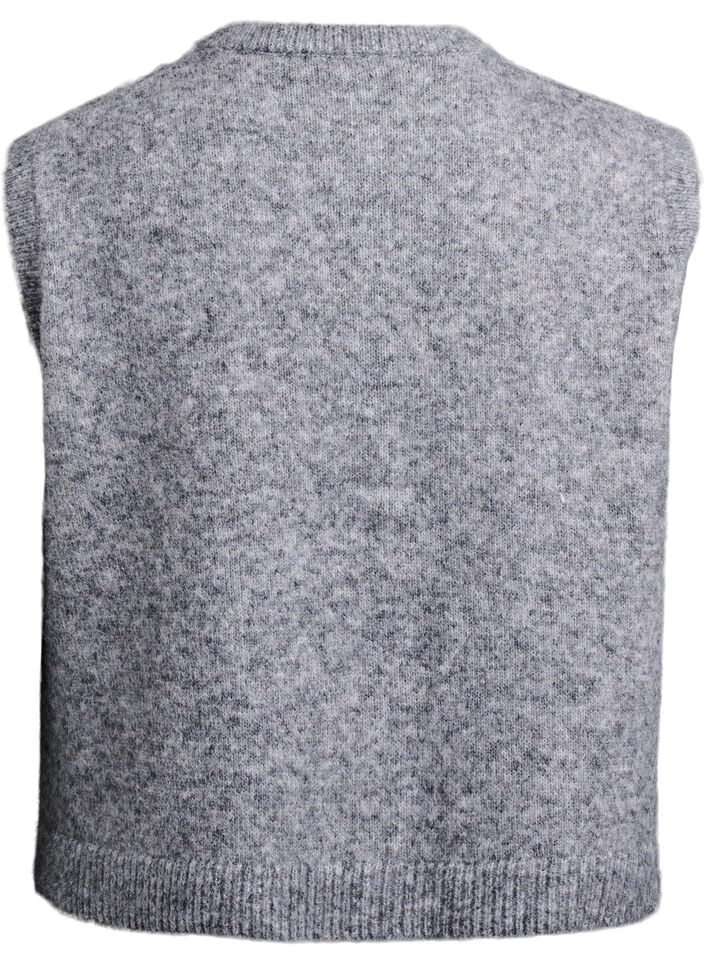 Gebreid vest met patroon en decoratieve knopen, Grijs, Packshot