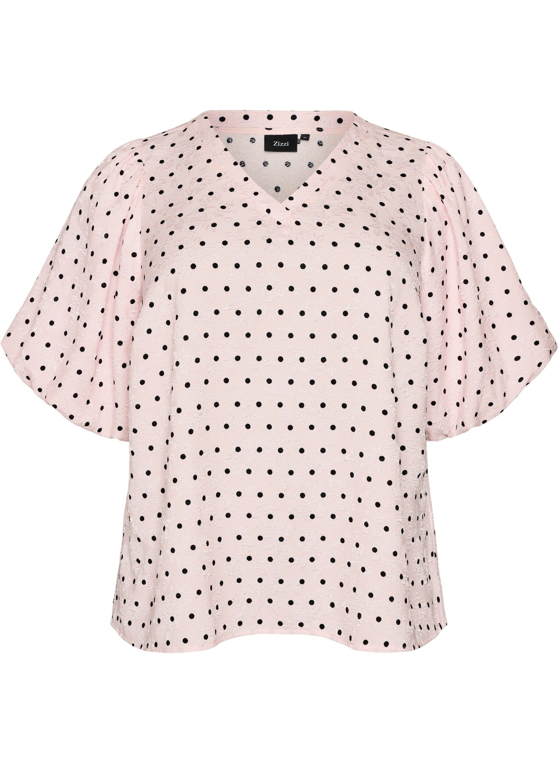 Blouse met ballonmouwen en polkadotpatroon