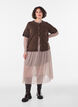 Blouse en maille &agrave; carreaux, Beige, Model image number 0