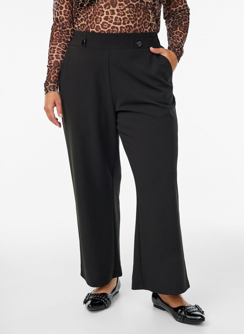 Losse broek met zakken, Zwart, Model