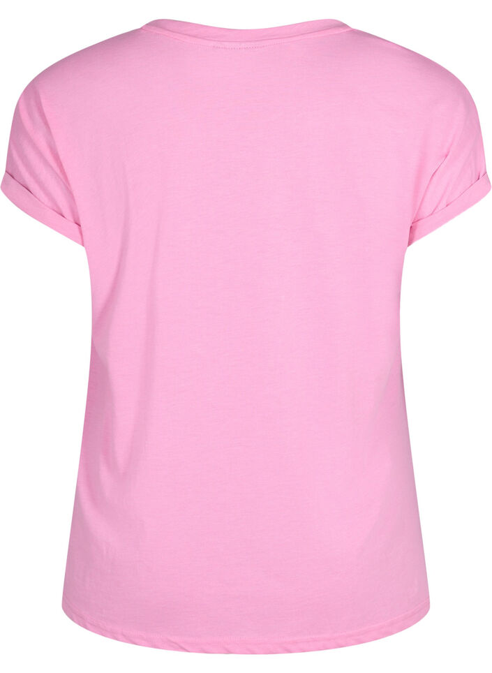 T-shirt met korte mouwen van katoenmix, Roze, Packshot image number 1