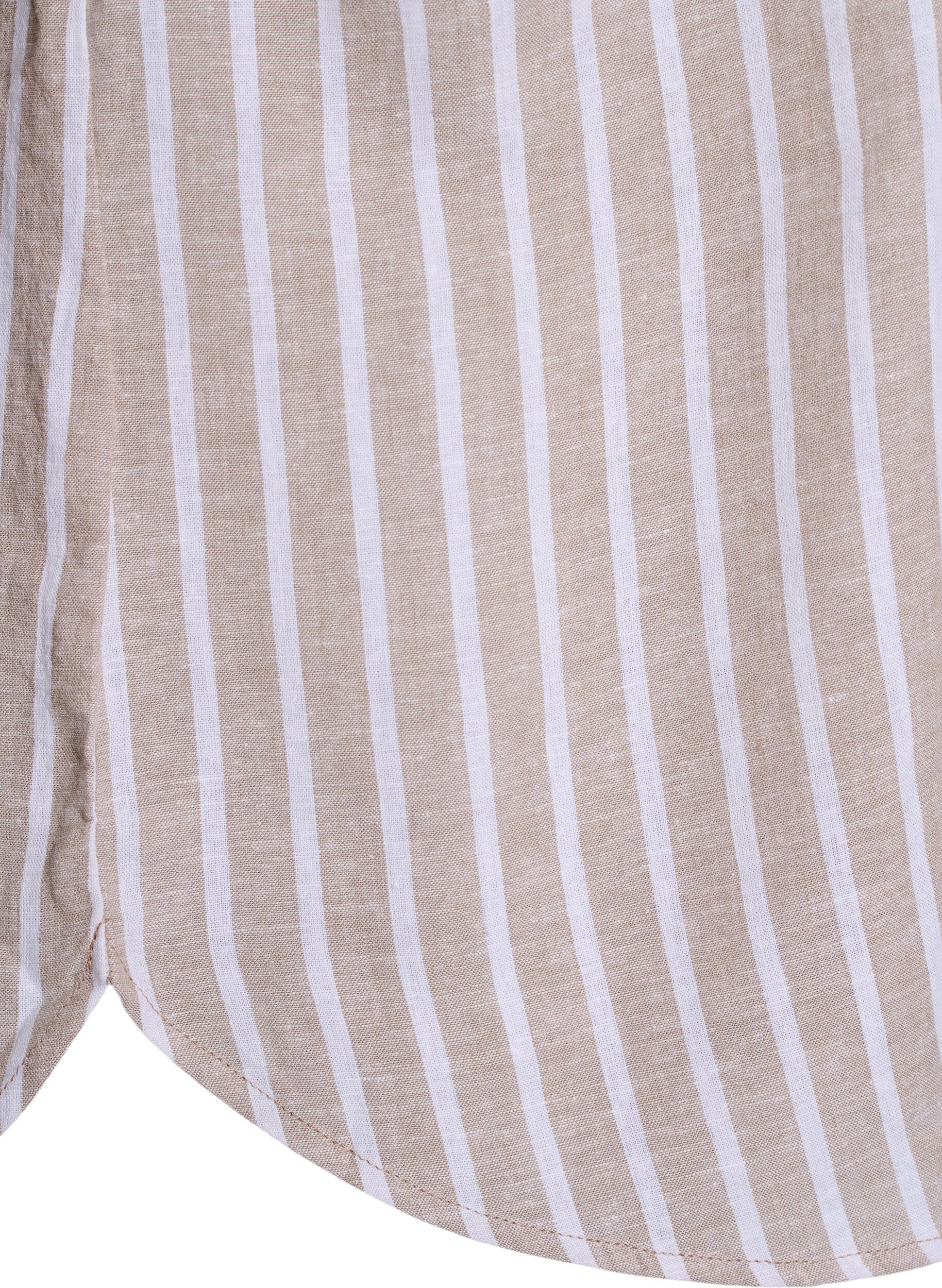 ZizziLinnen en viscose shirt met 3/4 mouwen, Beige, Packshot image number 3