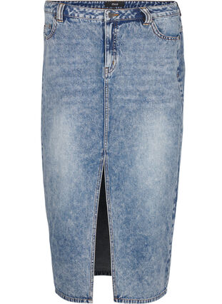 ZizziDenim maxi rok met een voorsplit, Blue Denim washed, Packshot image number 0