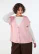Gebreid gilet met V-hals en decoratieve knopen, Roze, Model image number 0