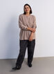 Gebreide blouse met ribstructuur en knoopdetails, Beige, Model image number 1