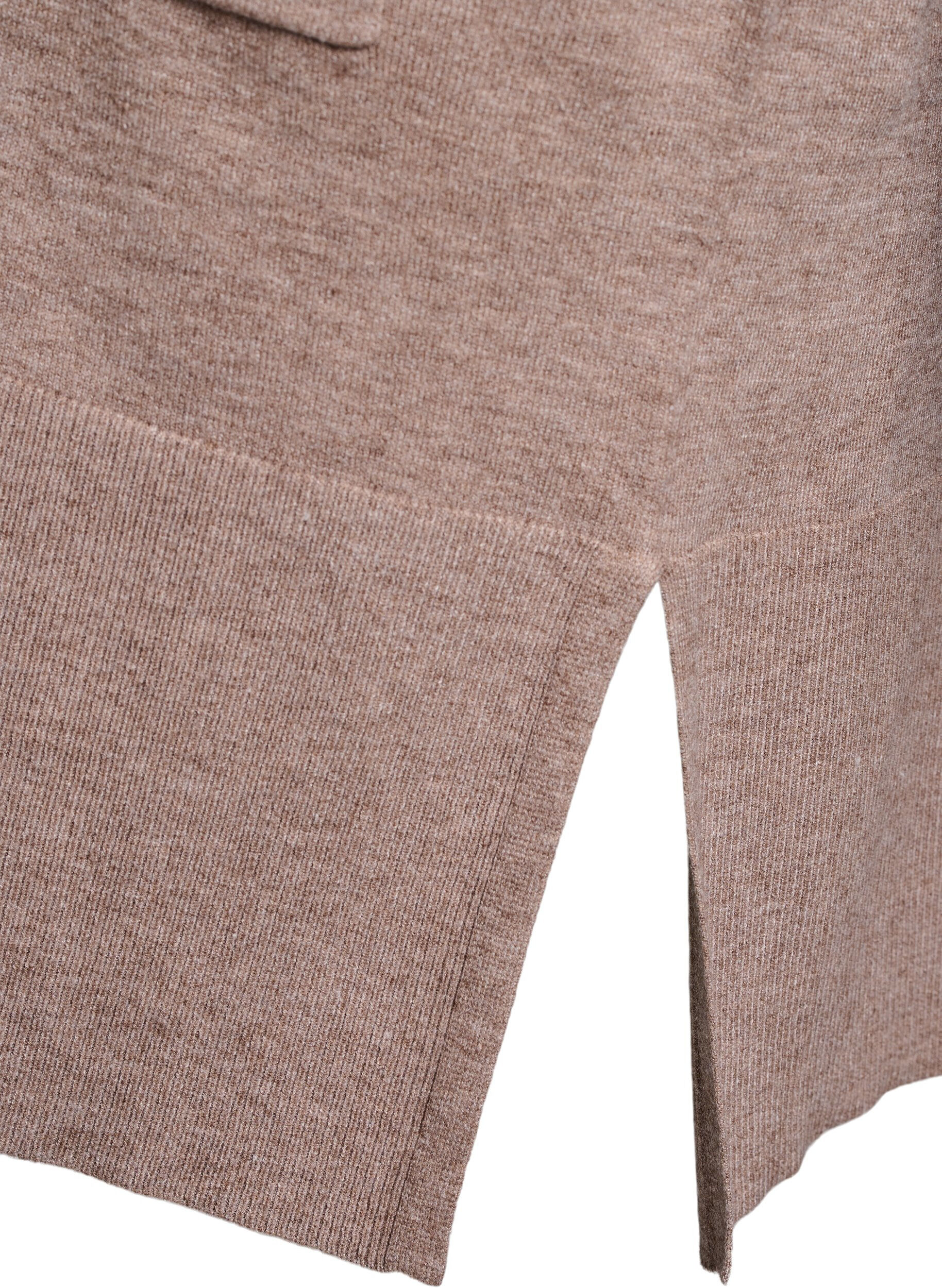 Zizzi Long cardigan en tricot avec des poches, Fossil w. TNT Mel. , Packshot image number 4