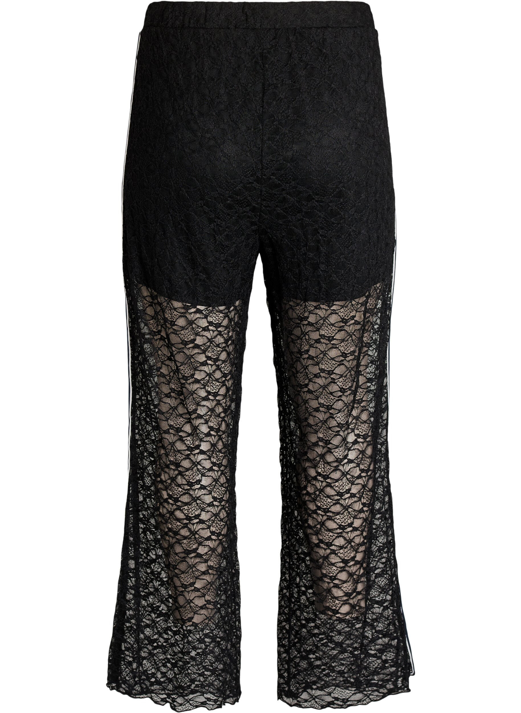 ZizziTransparante wijde kanten broek, Zwart, Packshot image number 1