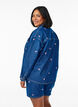 Korte spijkerbroek met geborduurde bloemen, Blauw, Model image number 2