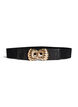 Elastische taille riem met gouden gesp, Zwart, Packshot image number 0