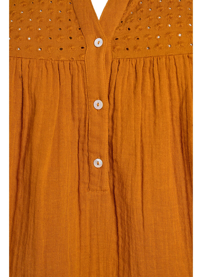Blouse in katoenen mousseline met broderie anglaise, Oranje, Packshot image number 2