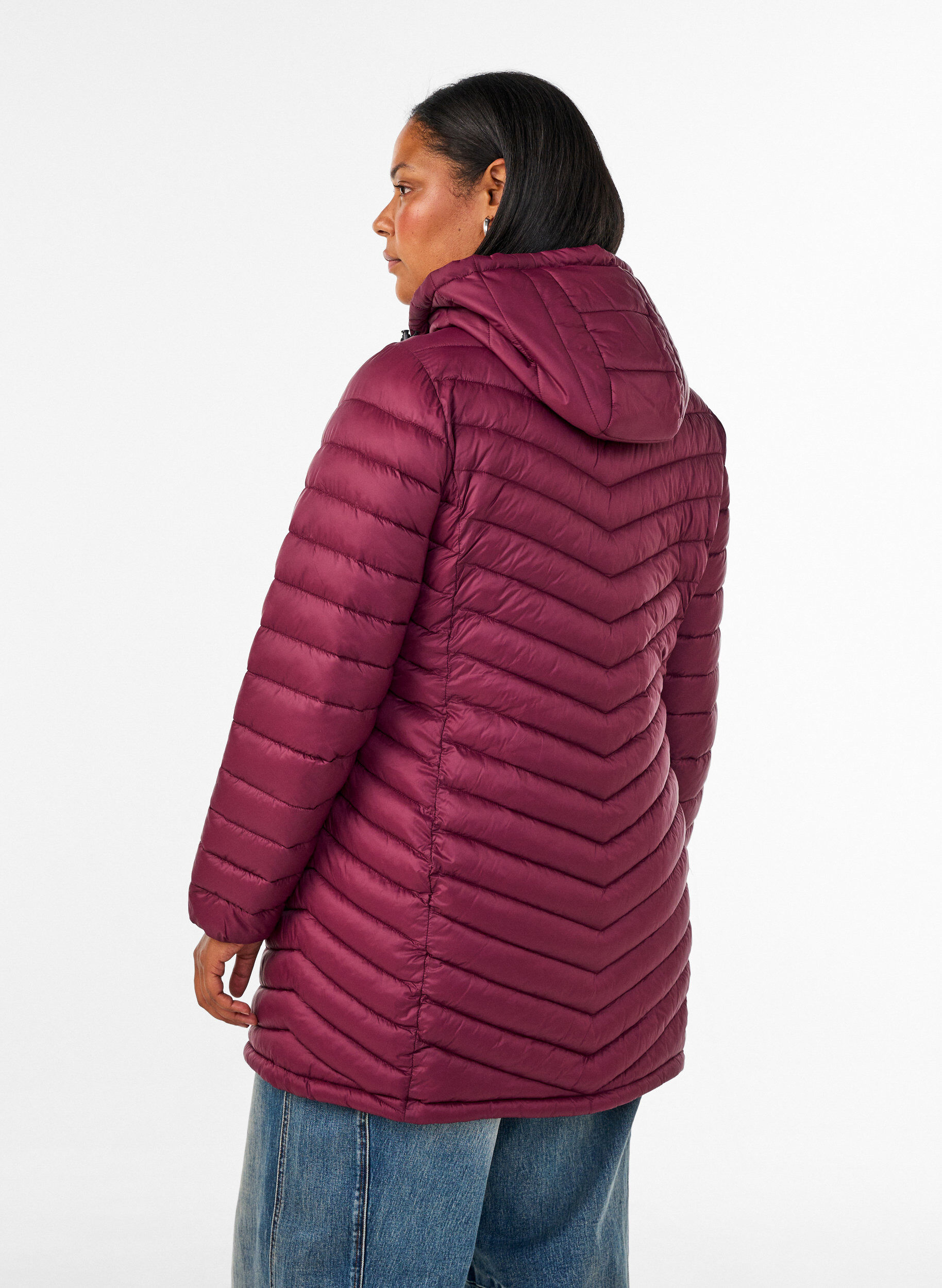 ZizziLichtgewicht jas met zakken en afneembare capuchon, Rood, Model image number 2