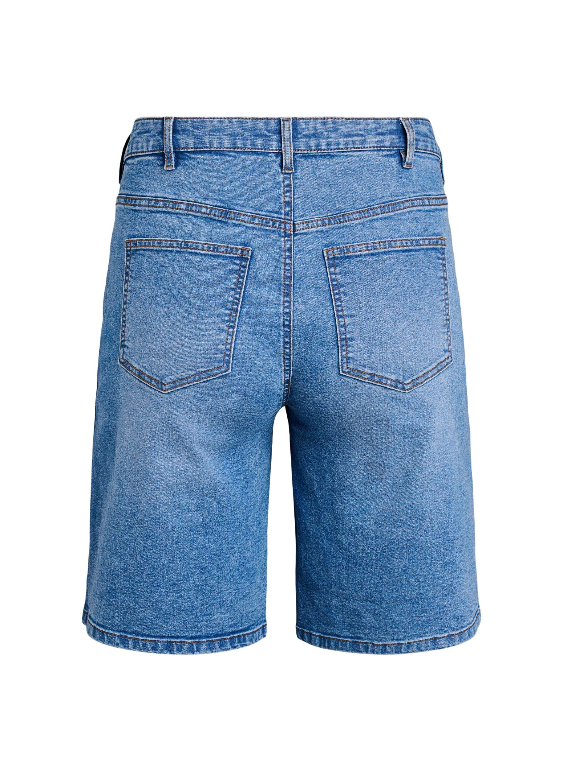 ZizziLosse denim shorts met hoge taille, Blauw, Packshot image number 1