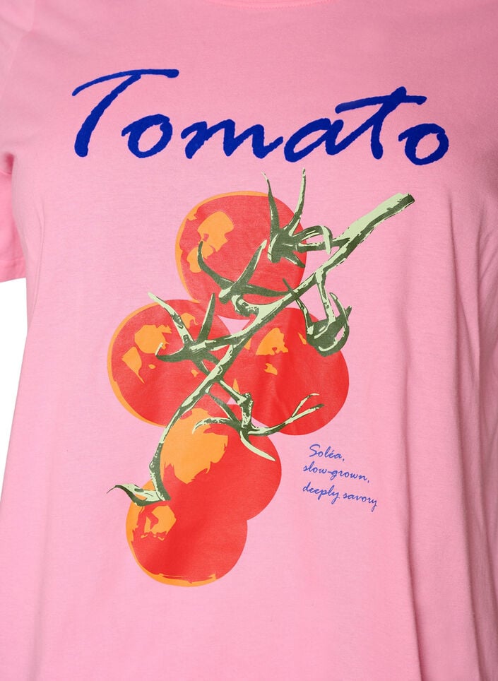 T-shirt van biologisch katoen met tomatenprint, Roze, Packshot