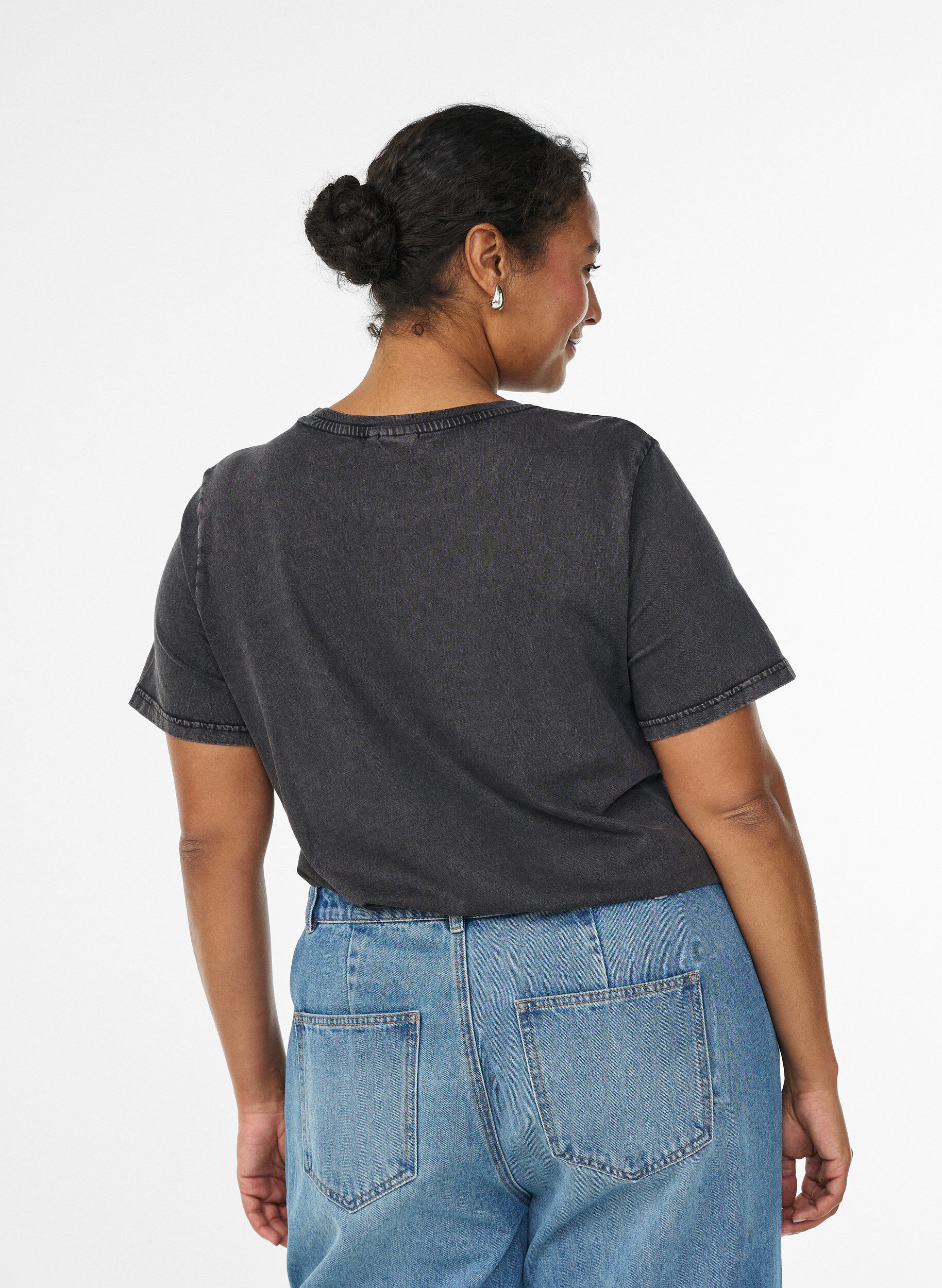 ZizziOrganisch katoenen T-shirt met print, Grijs, Model image number 2