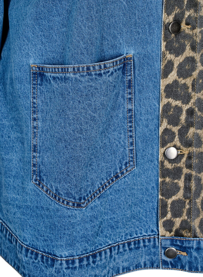 Denim shirt met luipaardprint details, LEO Color block, Packshot