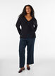Fijngebreid vest met stofbeklede knopen, Zwart, Model image number 1