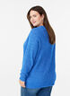 Melange breisel blouse met ronde hals, Blauw, Model image number 2