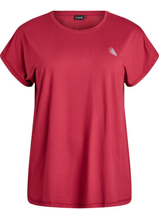 ZizziEffen gekleurd trainingsshirt, Rood, Packshot image number 0