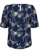 Blouse met korte mouwen en geborduurd patroon, Blauw, Packshot image number 1
