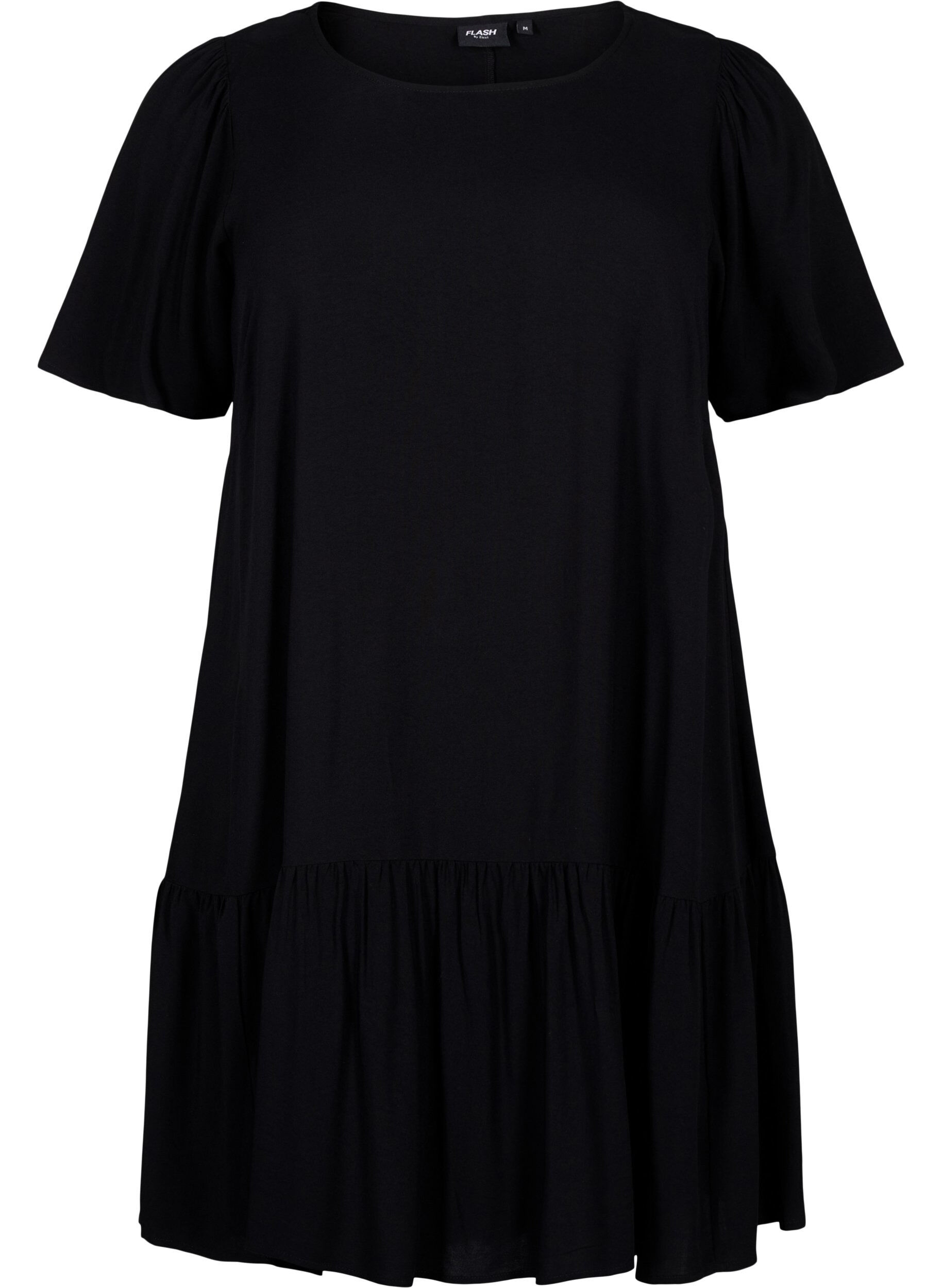 ZizziJurk van viscose met coupenaad, Zwart, Packshot image number 0