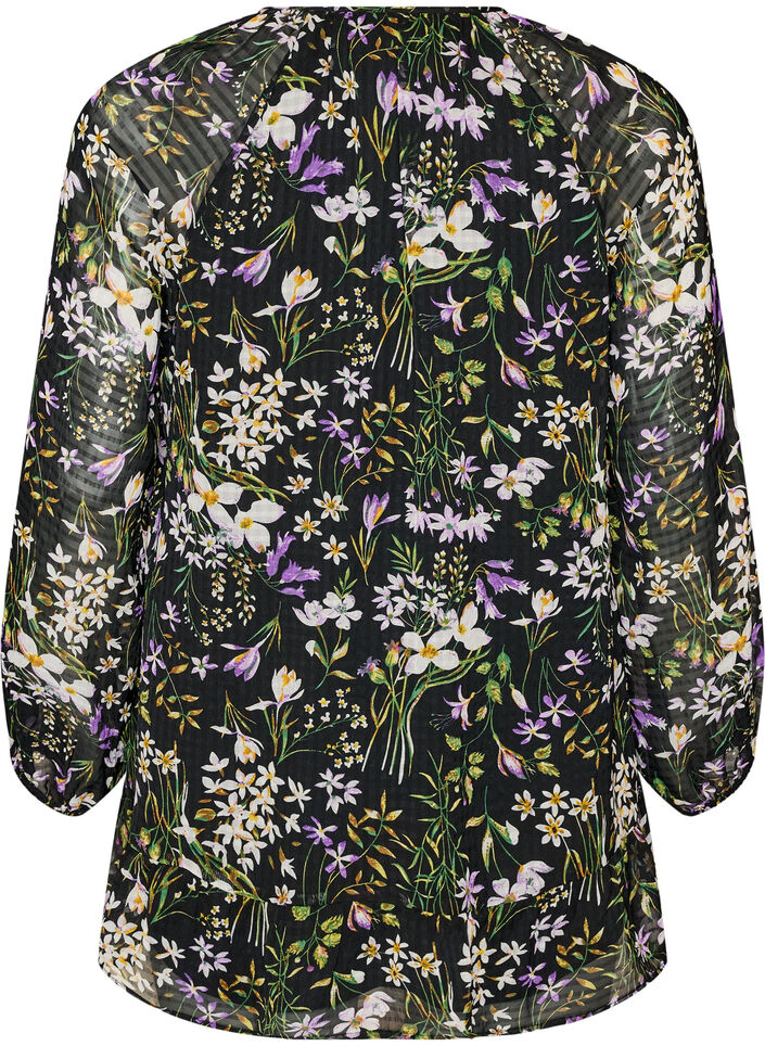A-lijn tuniek met bloemenprint, Zwart, Packshot image number 1