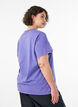 Katoenen T-shirt met print aan de voorkant en een gewassen look, Paars, Model image number 2