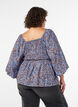 Blouse met smock en vierkante halslijn, Blauw, Model image number 2
