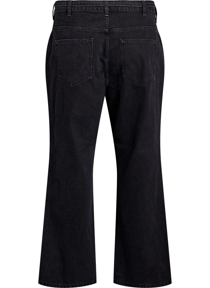 Straight-fit jeans met een strikceintuur, Black, Packshot