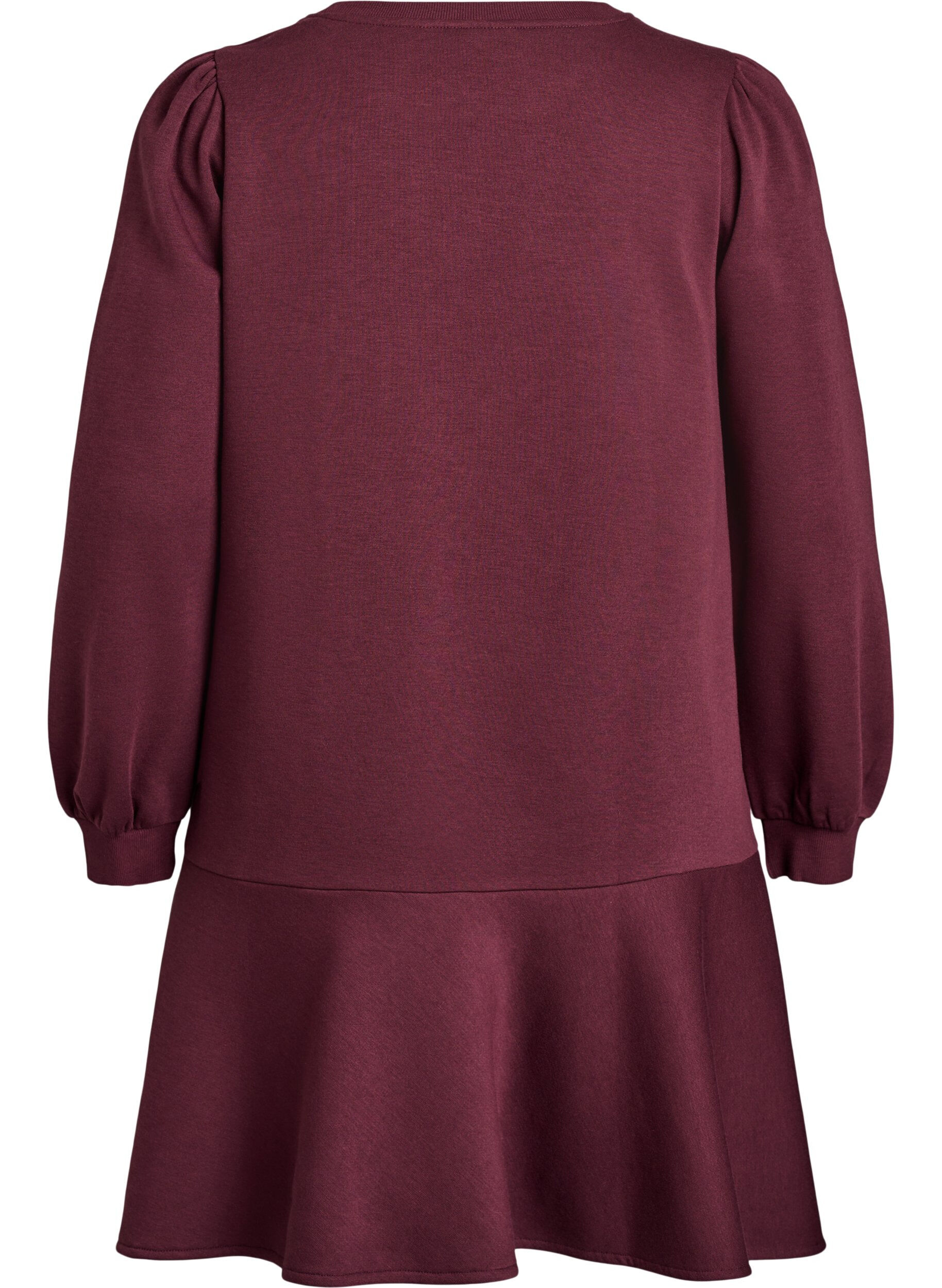 ZizziKorte sweaterjurk met ruchesdetail, Donker Bordeaux, Packshot image number 1