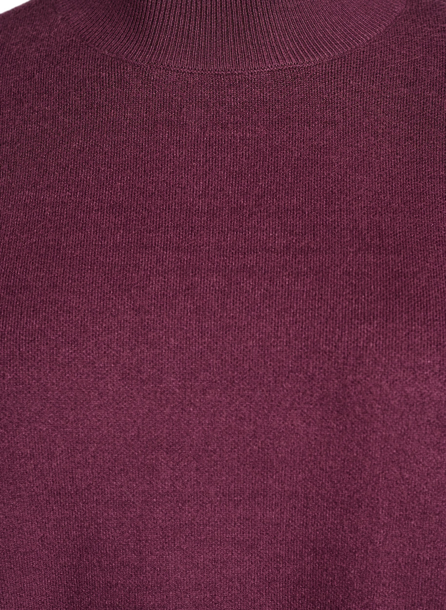 ZizziGebreide blouse met hoge hals, Donker Bordeaux, Packshot image number 2
