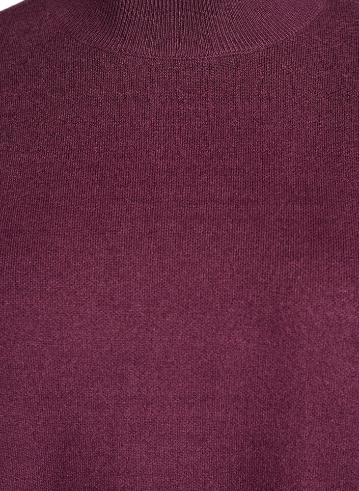 Gebreide blouse met hoge hals, Donker Bordeaux, Packshot image number 2