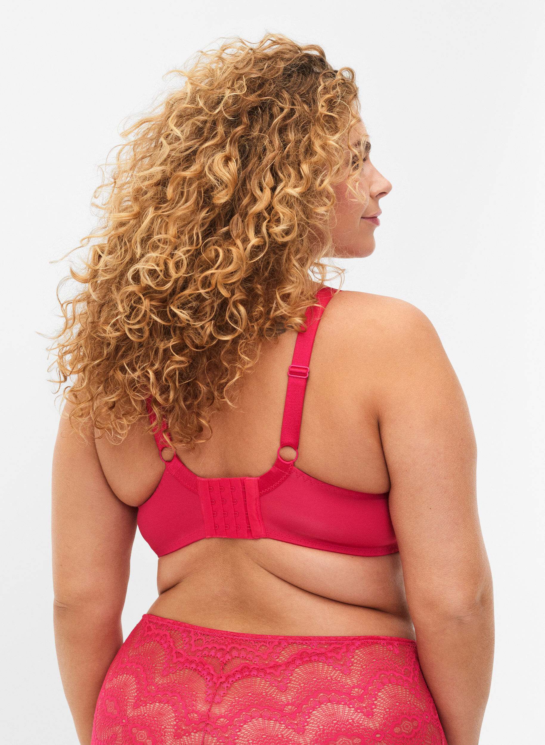 ZizziGevoerde kanten beha met beugel, Roze, Model image number 1